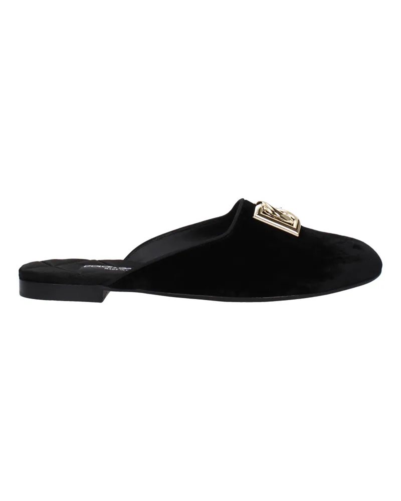 Dolce & Gabbana Dolce&Gabbana Damens Samtschwarze Hausschuhe und Clogs -