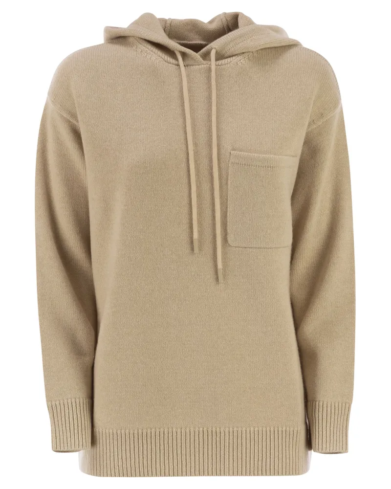 Max Mara Liana Kapuzenpullover aus Wolle und Kaschmir Beige
