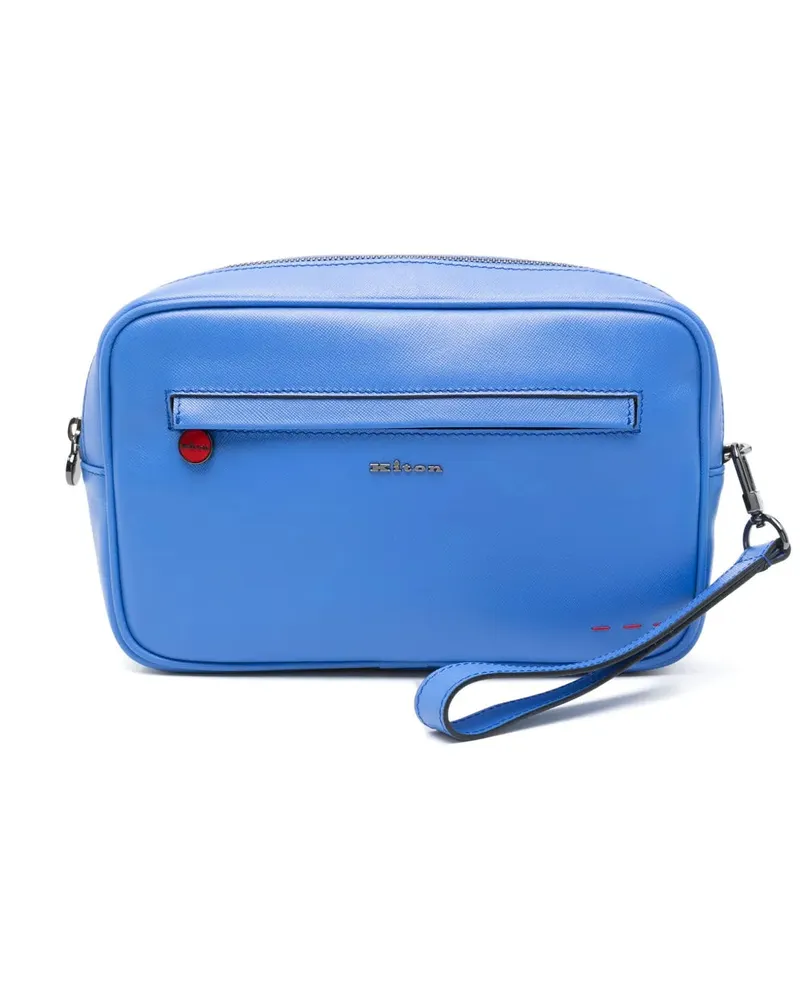 Kiton Kalbskupplungstasche Azzurro