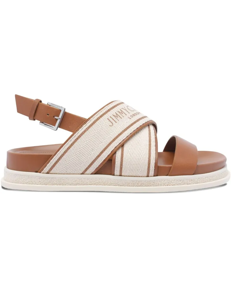 Jimmy Choo Joa flache Leinwand flache Sandalen Leather