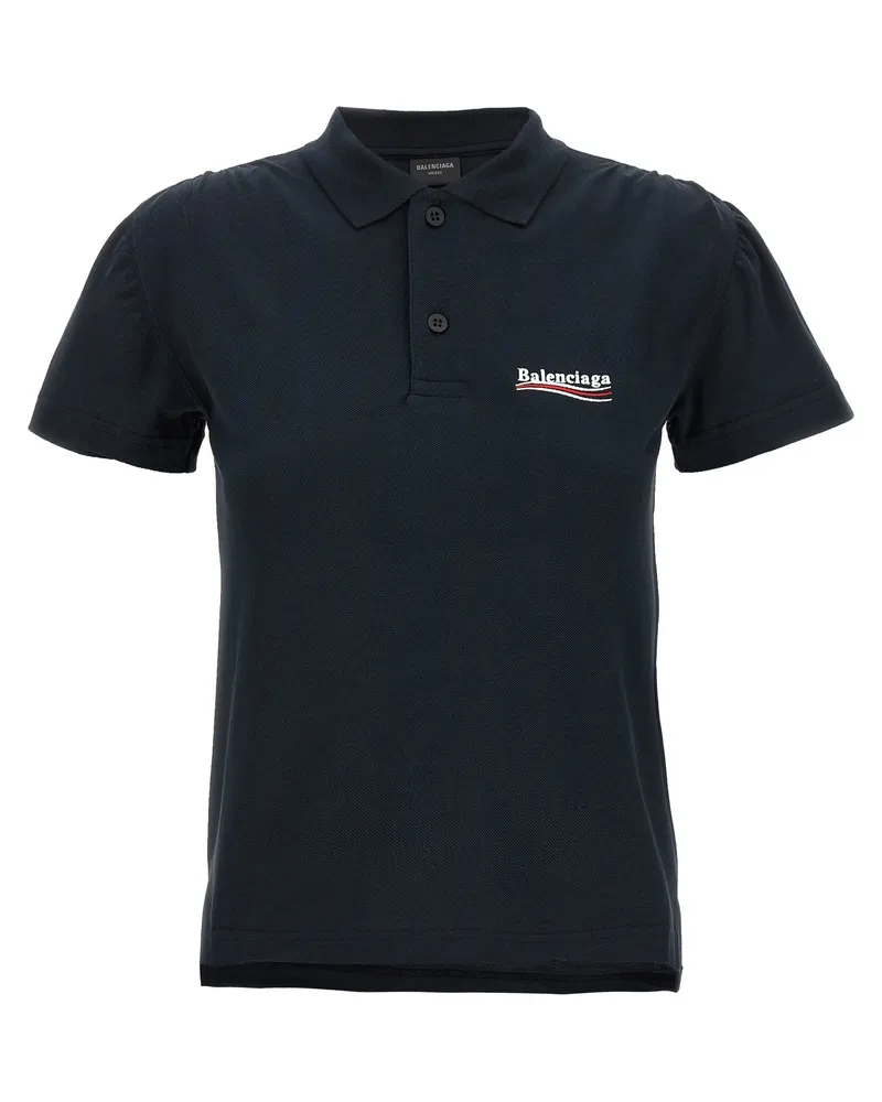 Balenciaga Poloshirt mit Logo-Stickerei Blue