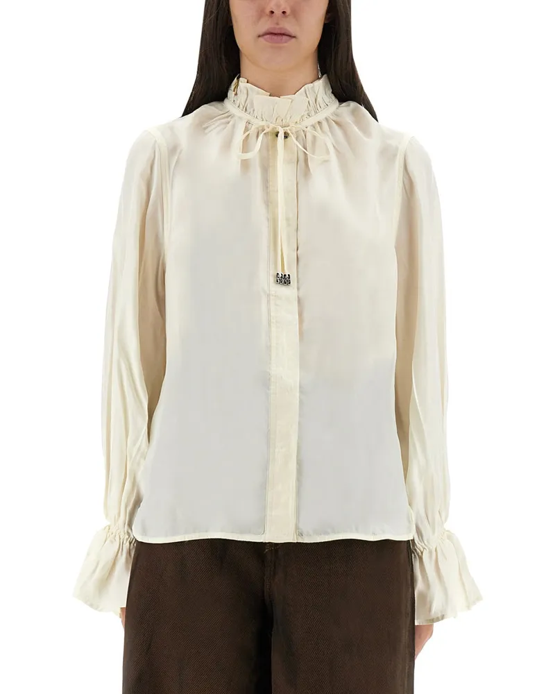 Ganni Hemd mit Bogen Ivory