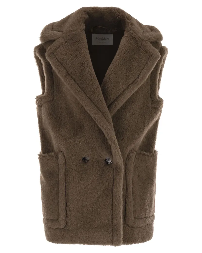 Max Mara Bormida1234 Teddyweste aus Alpaka und Wolle Brown