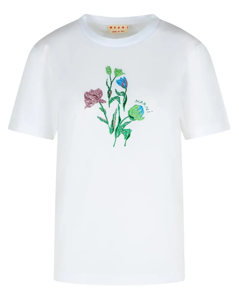 Marni weiße Baumwoll -T -Shirt White