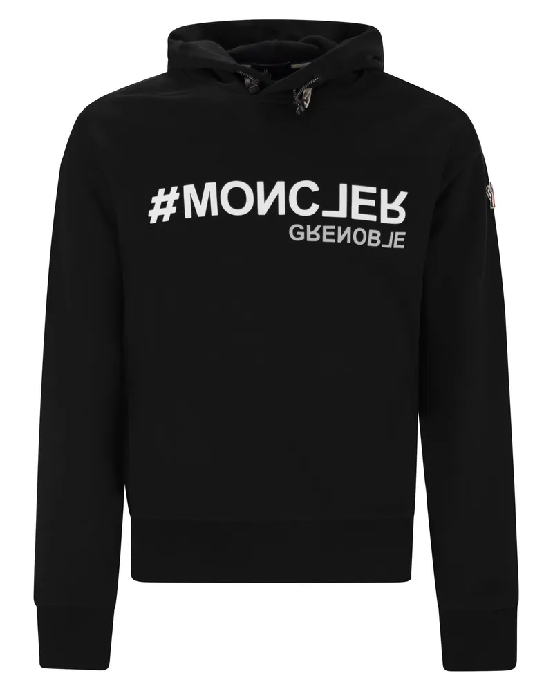 Moncler Logo Baumwollhodie Black