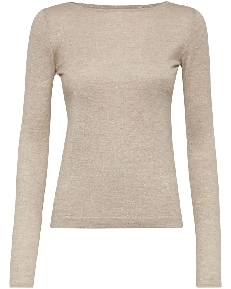 Brunello Cucinelli Cashmere und Seidenpullover Beige