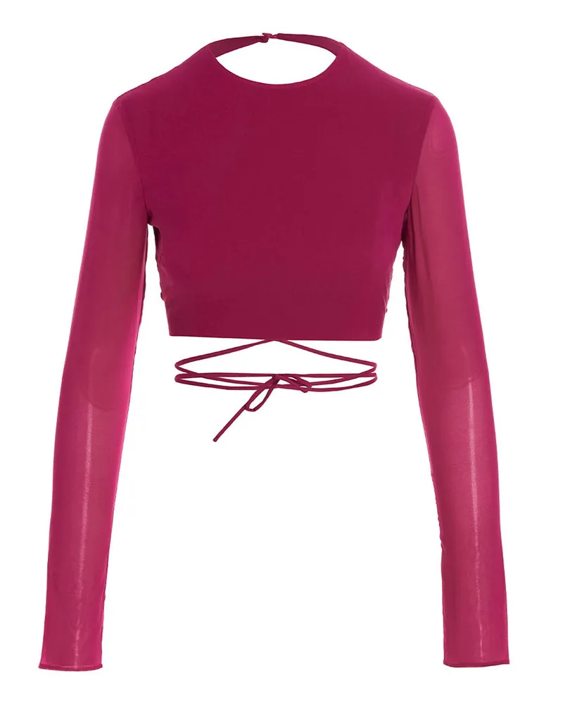 ANDAMANE Der Andamane hat Georgette Top beschnitten Fuchsia