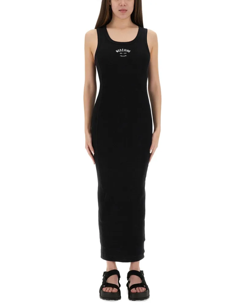Moschino Moschino -Jeans langes Kleid mit Logo Black