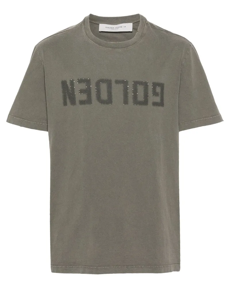 Golden Goose Logo Baumwoll -T -Shirt Green