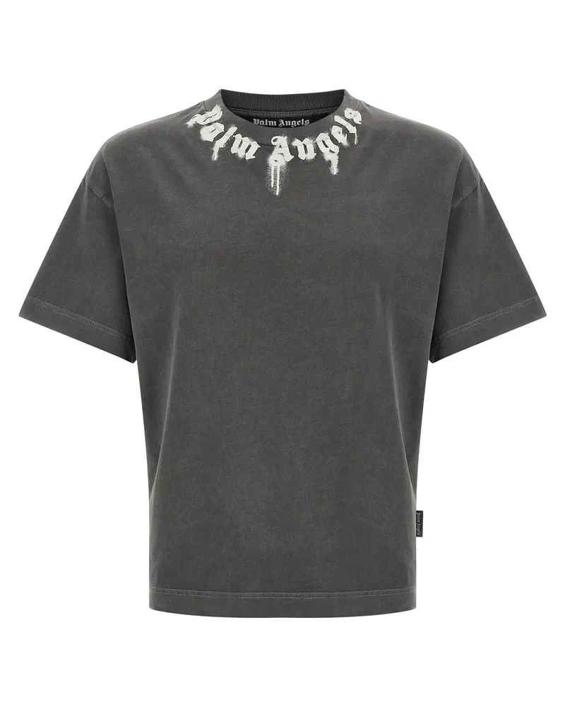 Palm Angels Logo Druck T -Shirt Gray