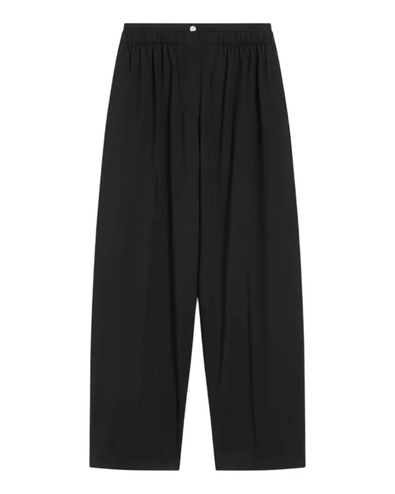 SPORTMAX Stretch-Wollhose mit weitem Bein, Schwarz Vinaccia
