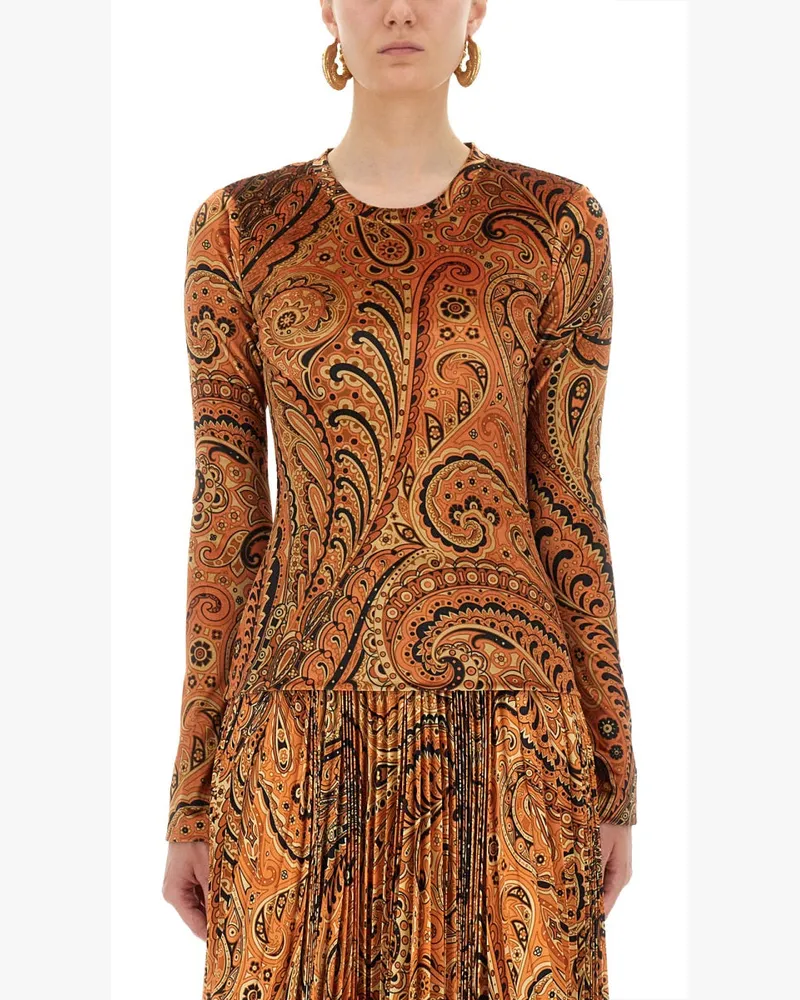 Etro Paisley Print Top Orange