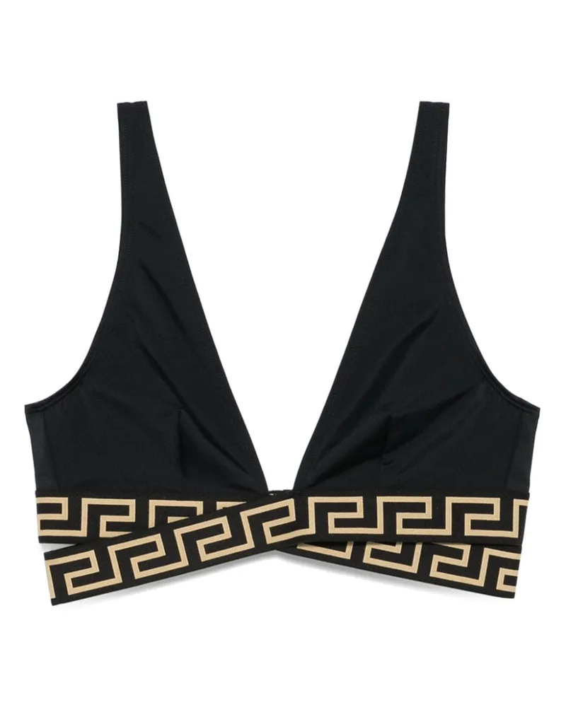 Versace Greca Triangle Bikini Top Black