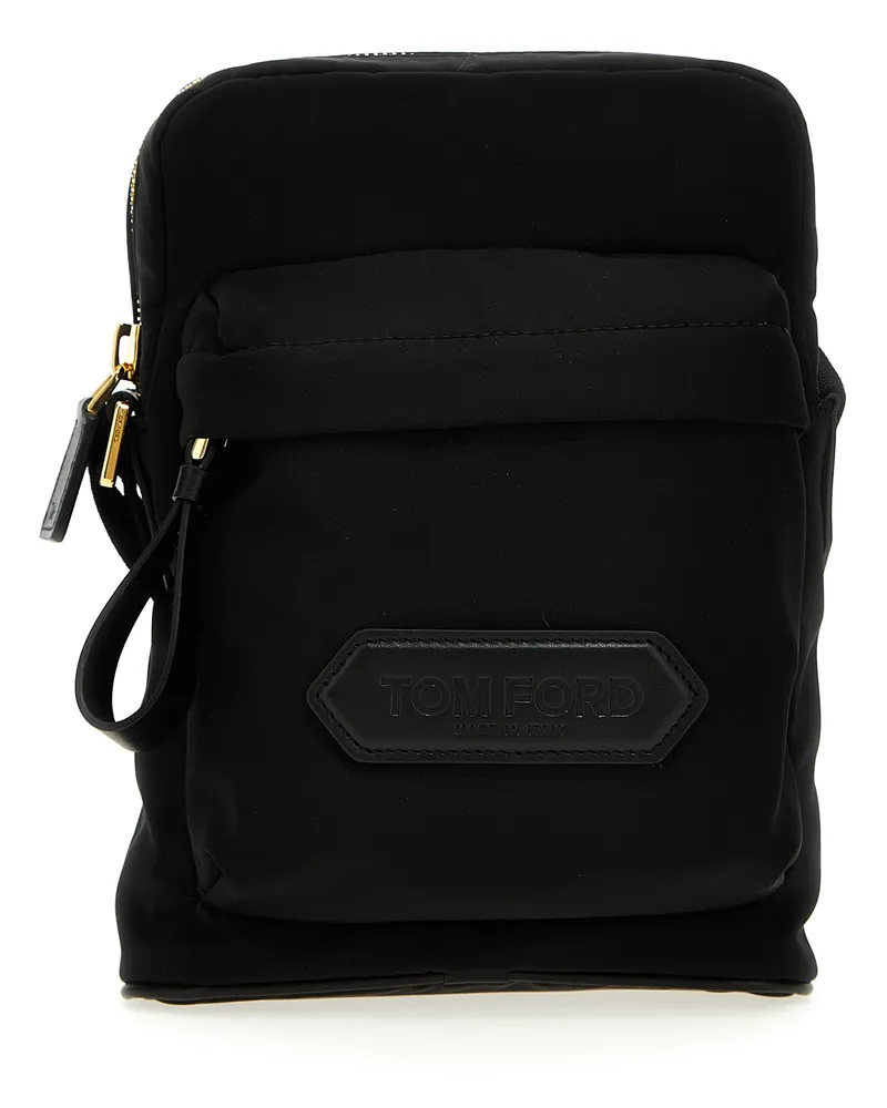 Tom Ford Logo Nylon Crossbody Tasche Schwarz