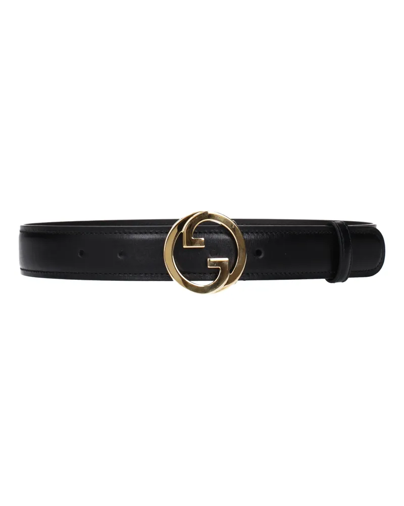 Gucci Blondie Damens Gürtel aus schwarzem Leder -