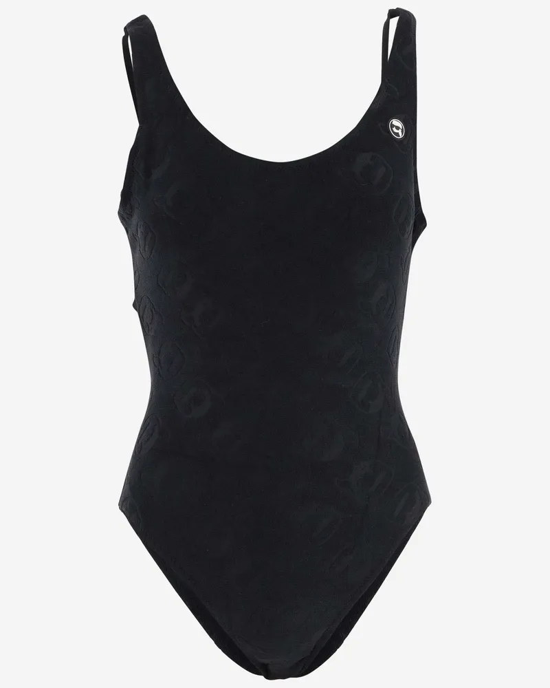 Karl Lagerfeld ein Stück Badeanzug mit Logo Black