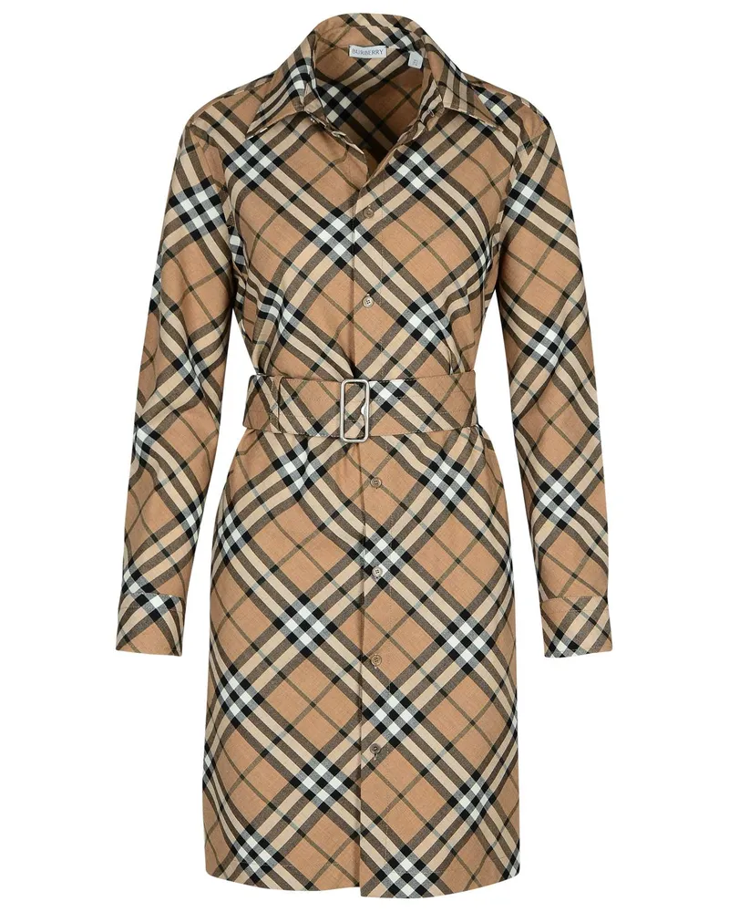 Burberry Check' Kleid in beige Wollmischung Beige