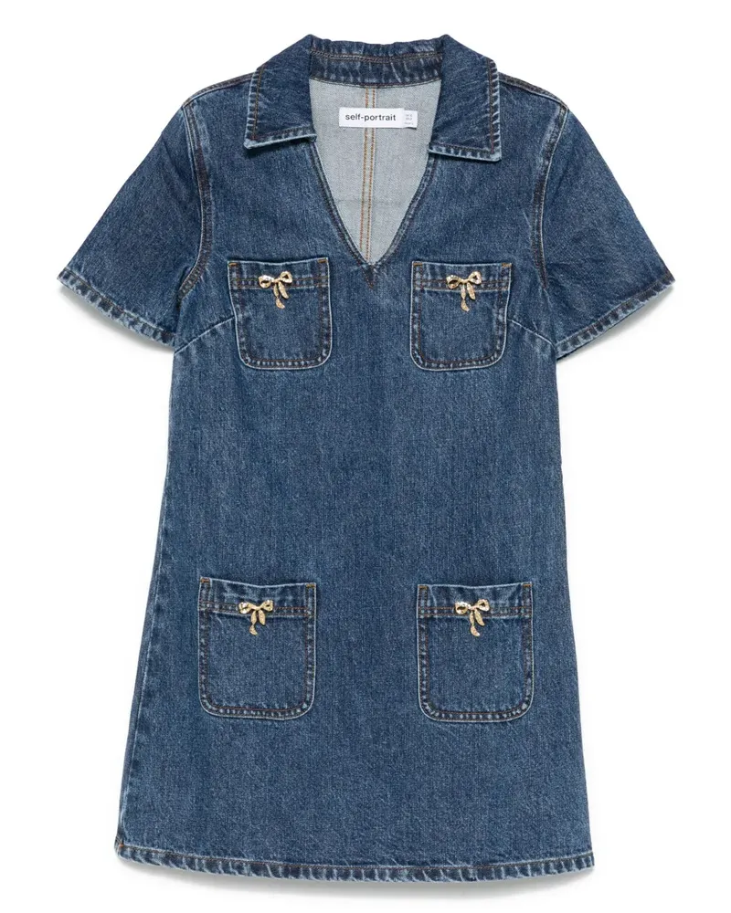 Self-Portrait Selbstporträt Frauen "s Blau gegen Nacken -Jeanskleid Denim