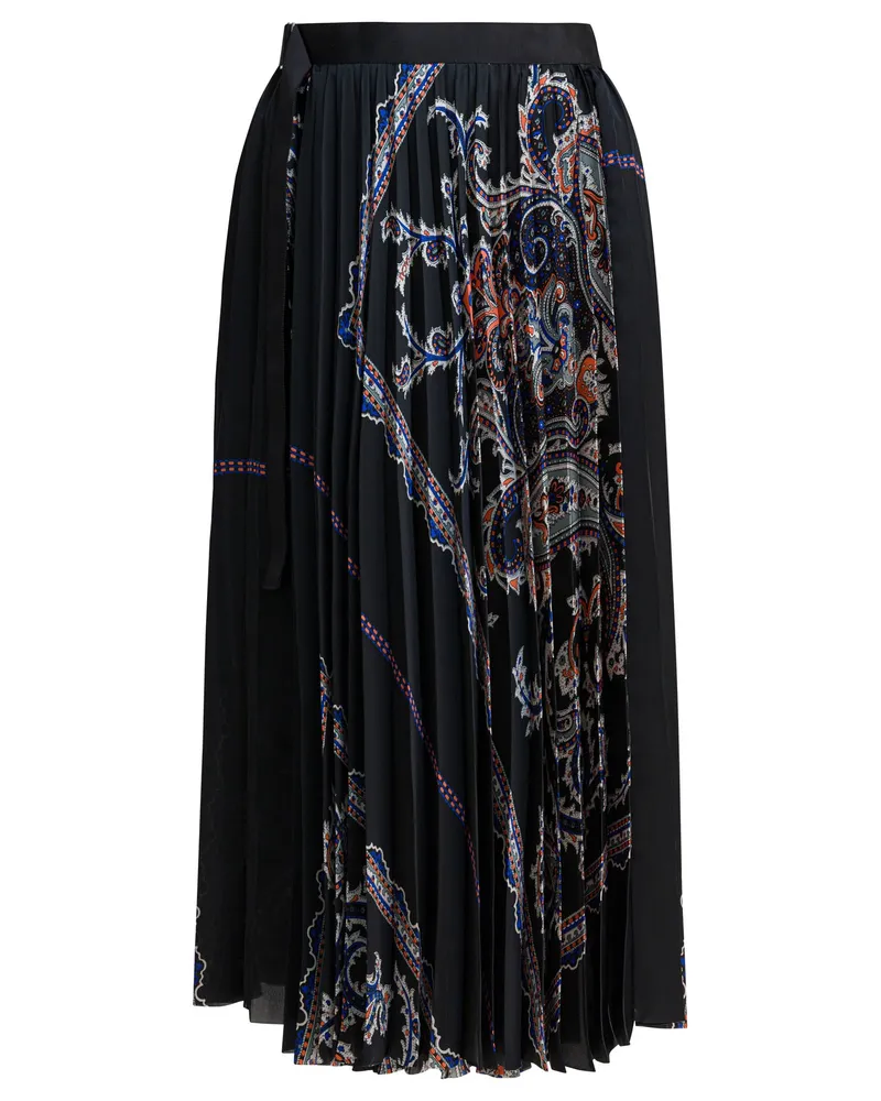 Sacai Faltenrock mit Paisley-Print Black