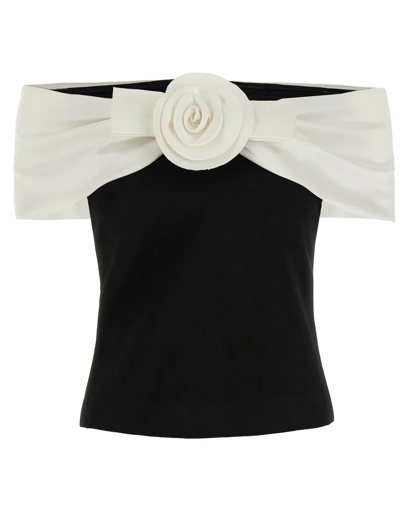 Self-Portrait Oberteil „Black Crêpe Flower“ von White