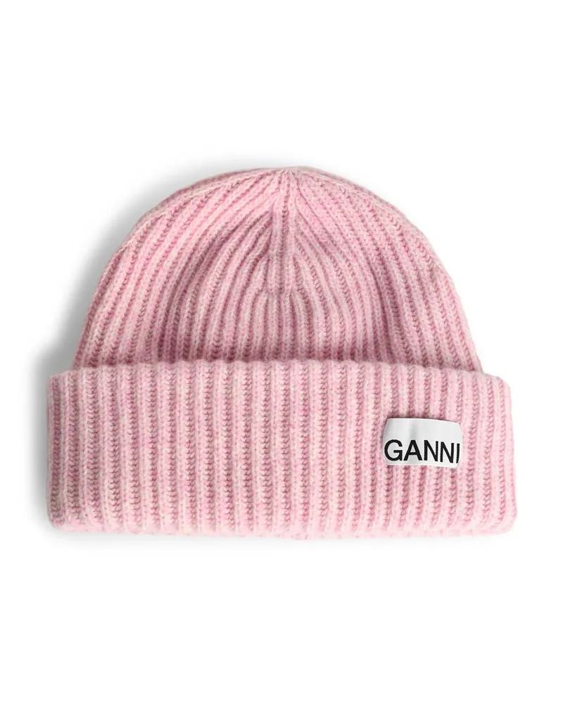 Ganni Rose Wollmütze Pink
