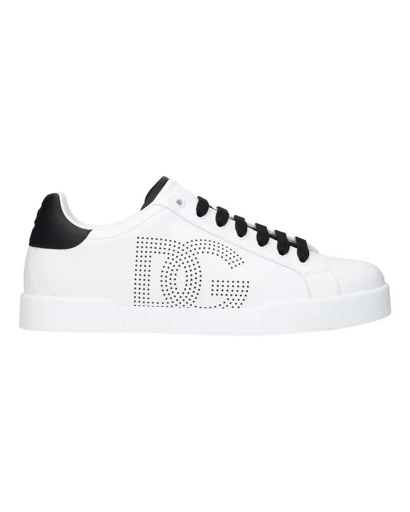 Dolce & Gabbana Dolce&Gabbana Portofino Herrens Sneakers Weiß/Schwarzes Leder -