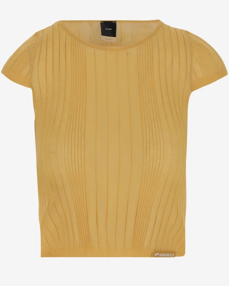 Pinko semi -sheer Cotton Mischmisch Yellow