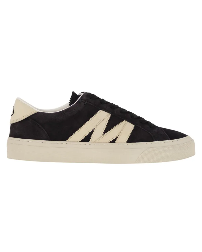 Moncler Monaco2 Wildleder und Nubuck Leder Trainer Navy