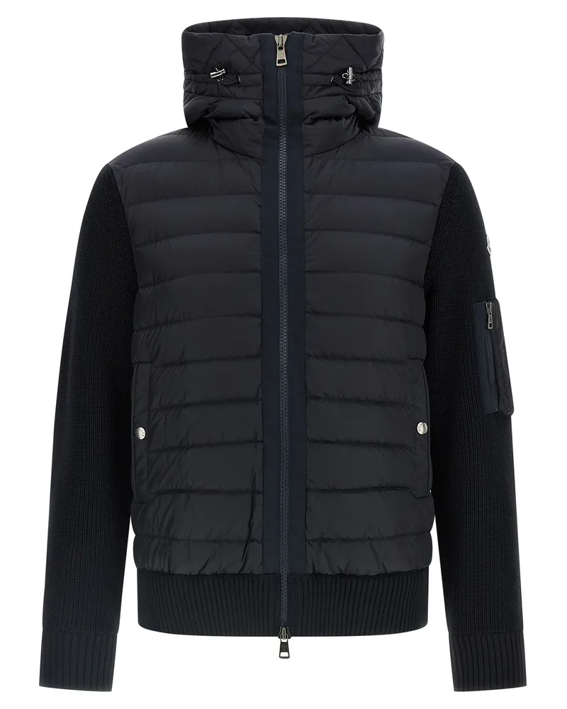 Moncler Tricot mit Kapuze -Strickjacke Blue