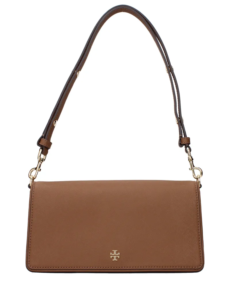 Tory Burch Emerson Damens Umhängetaschen aus Leder/Elchbraun -