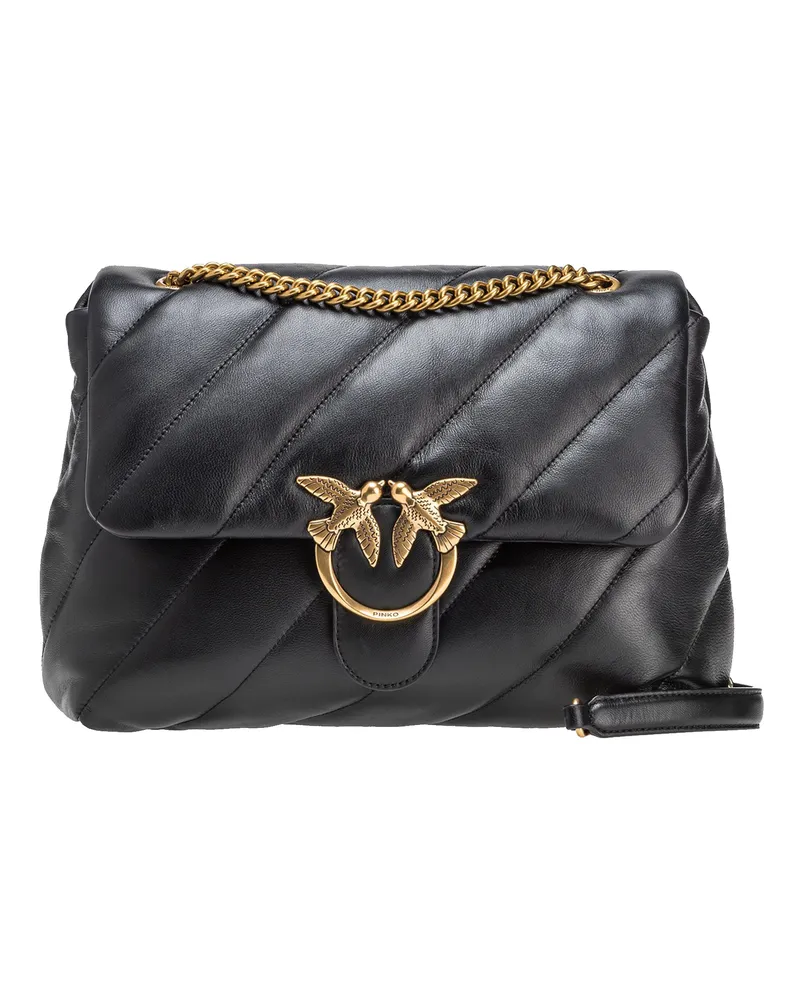 Pinko borsa Big Love Puff Maxi Schwarz/Antik Gold Black