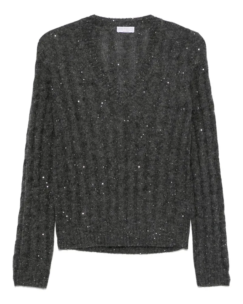 Brunello Cucinelli Wolle gegen Nackenpullover Grey