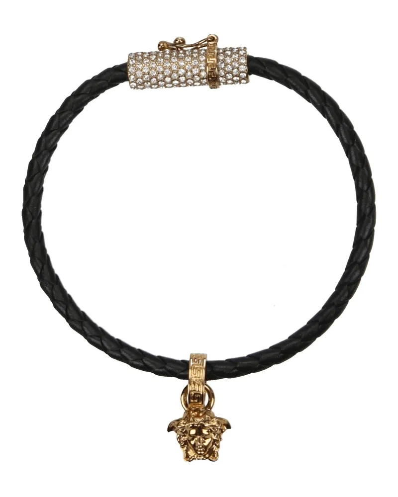 Versace Frauen 's Lederarmbänder schwarz/gold -