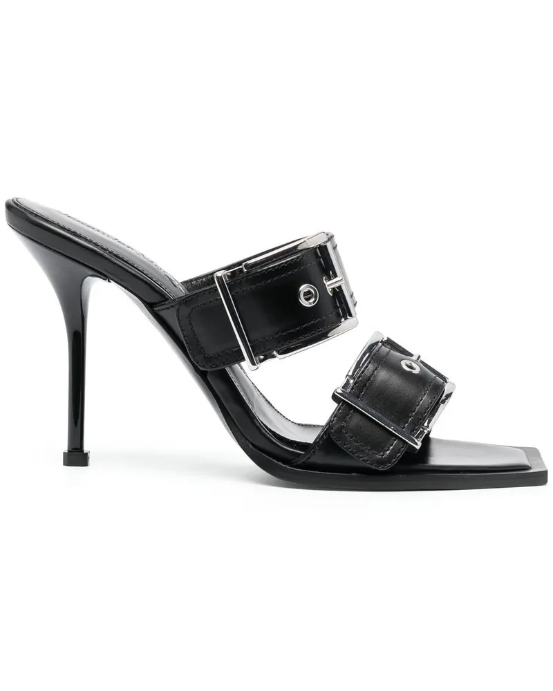 Alexander McQueen Alexander MC Queen Punk Doppelschnalle Ledersandalen Sandalen Black