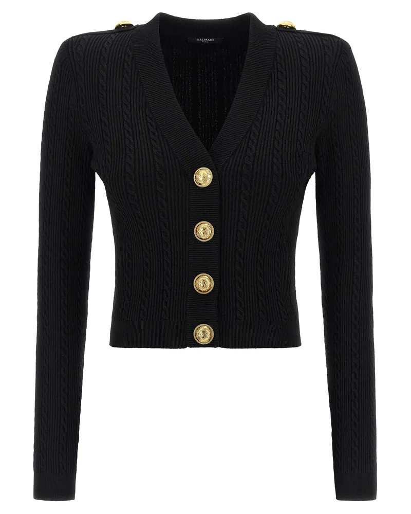 Balmain verdrehte Strick -Strickjacke Black