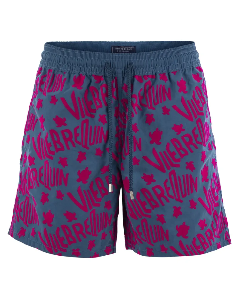 Vilebrequin Moorea Beachshorts mit gefockterem Muster Avio