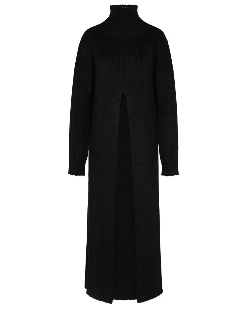 Jil Sander Black Alpaka Mischkleid Black
