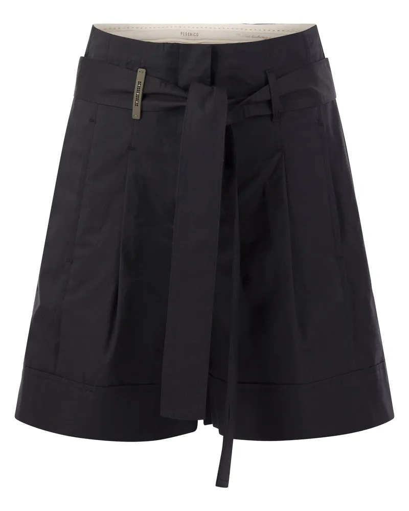 Peserico Short mit Falten und Stretch Baumwolle Blue