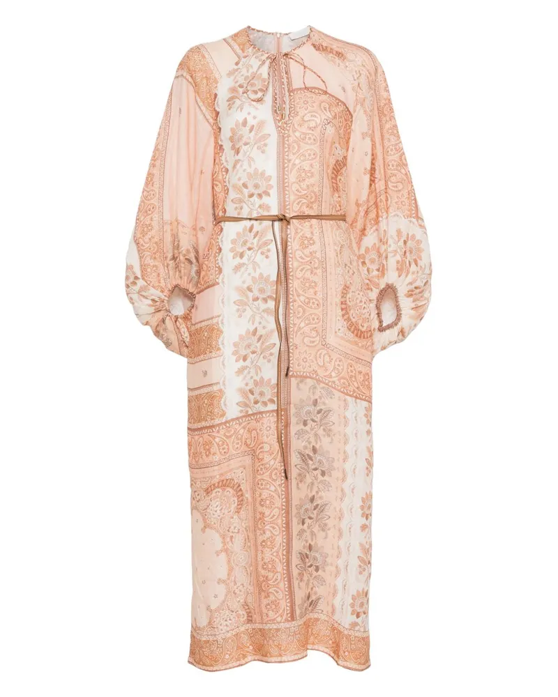 Zimmermann gedrucktes Leinen Maxi Kleid Multicolour