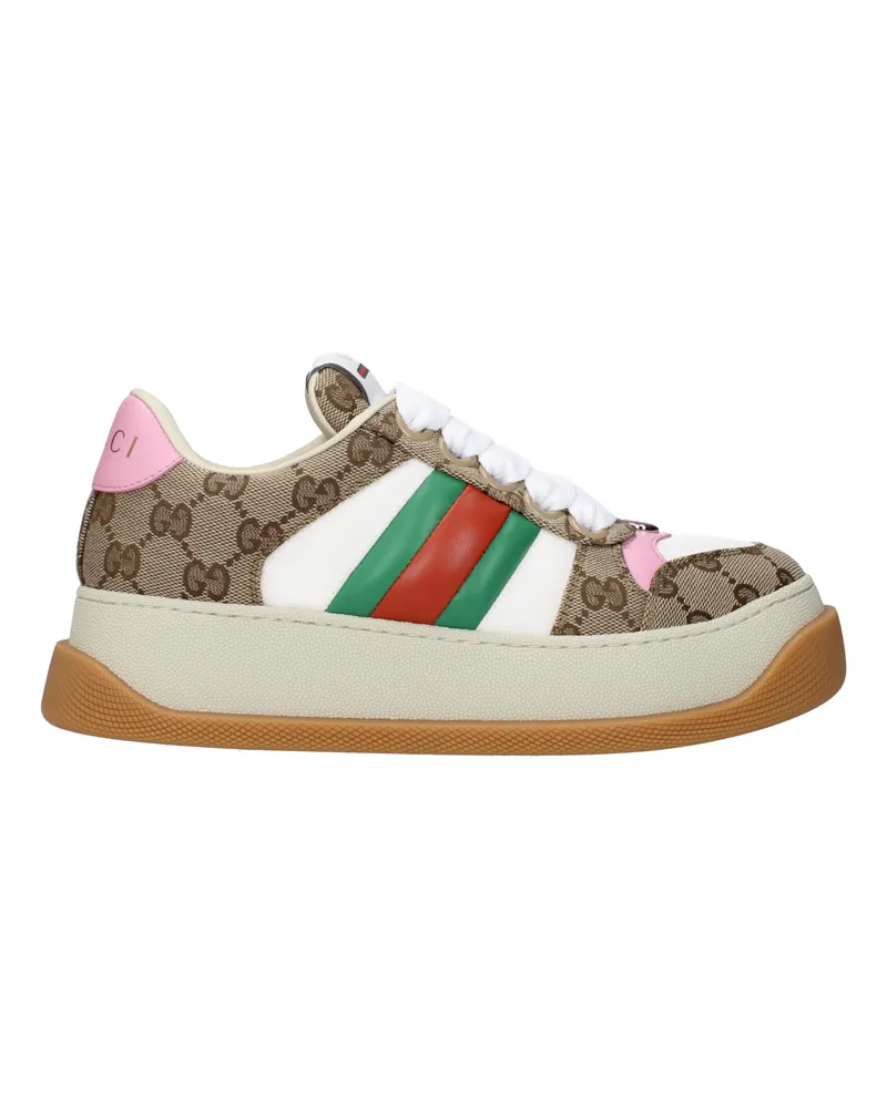 Gucci Damens Stoff-Sneaker Beige/Rosa -