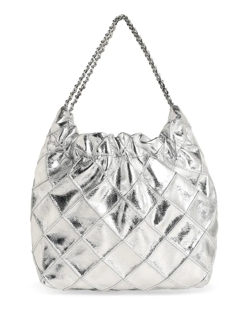 Tory Burch Fleming“ Mini-Tasche aus silbernem Lear Silver