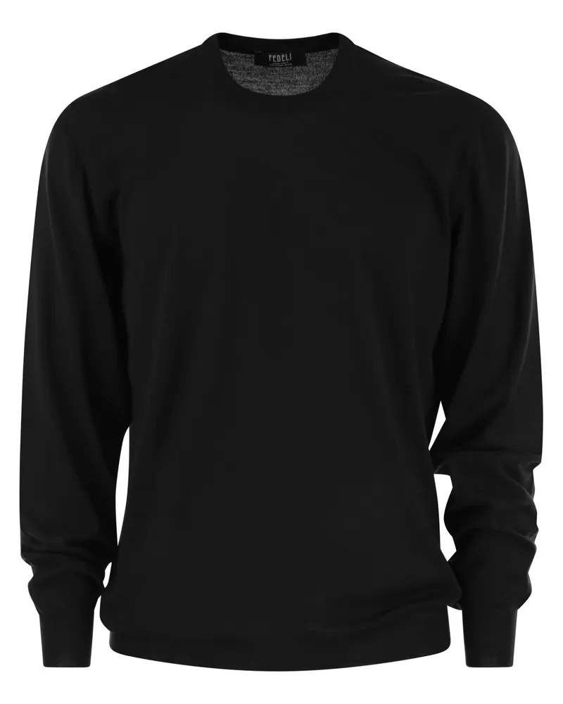 Fedeli Crew Neck -Pullover in Virgin Wolle Black