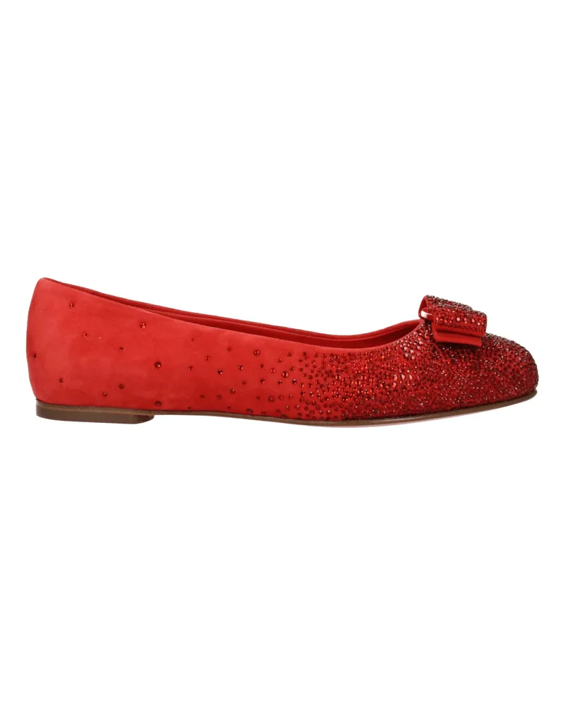 Ferragamo Damens Varina Ballerinas Wildleder Rot/Flamme -