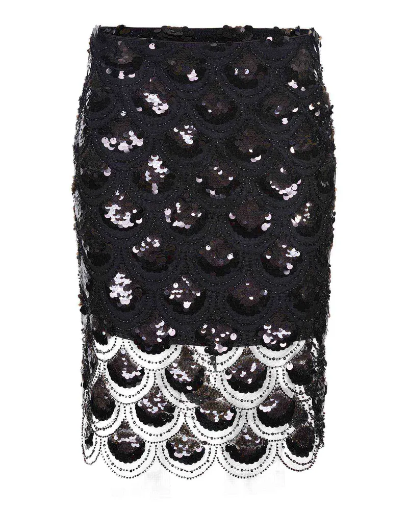ROTATE Birger Christensen Schwarzer Midi -Rock aus Polyester Black