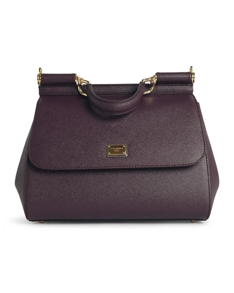 Dolce & Gabbana Large 'Sizilien' Handtasche in Must Colored Calv Lear Bordeaux