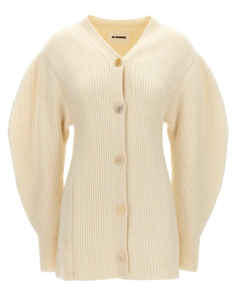 Jil Sander gerippten Strickjacke White