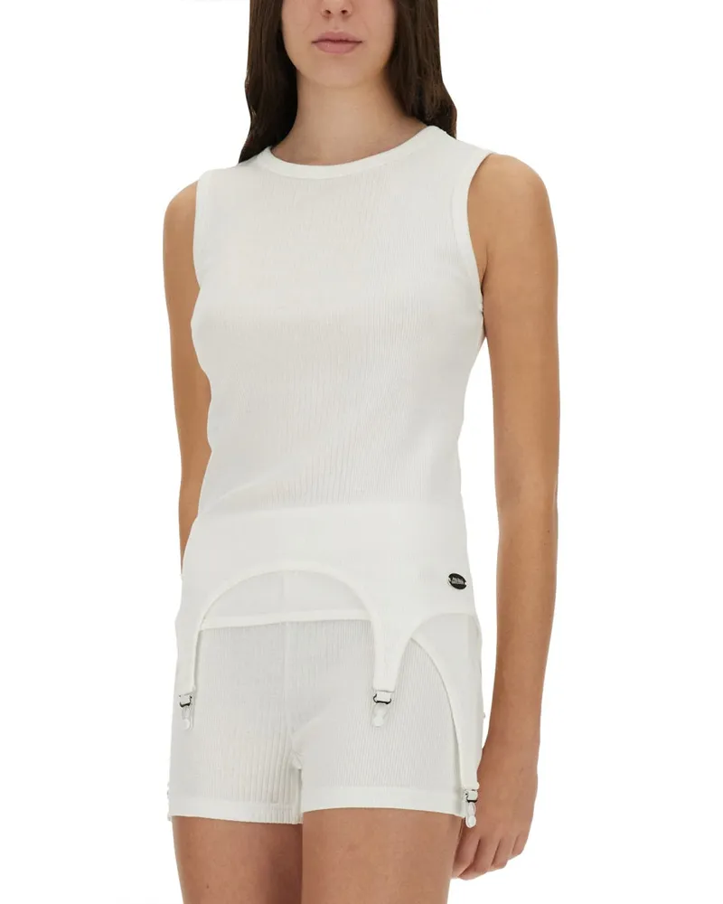Jean Paul Gaultier Top mit Strumpfbanddetails White