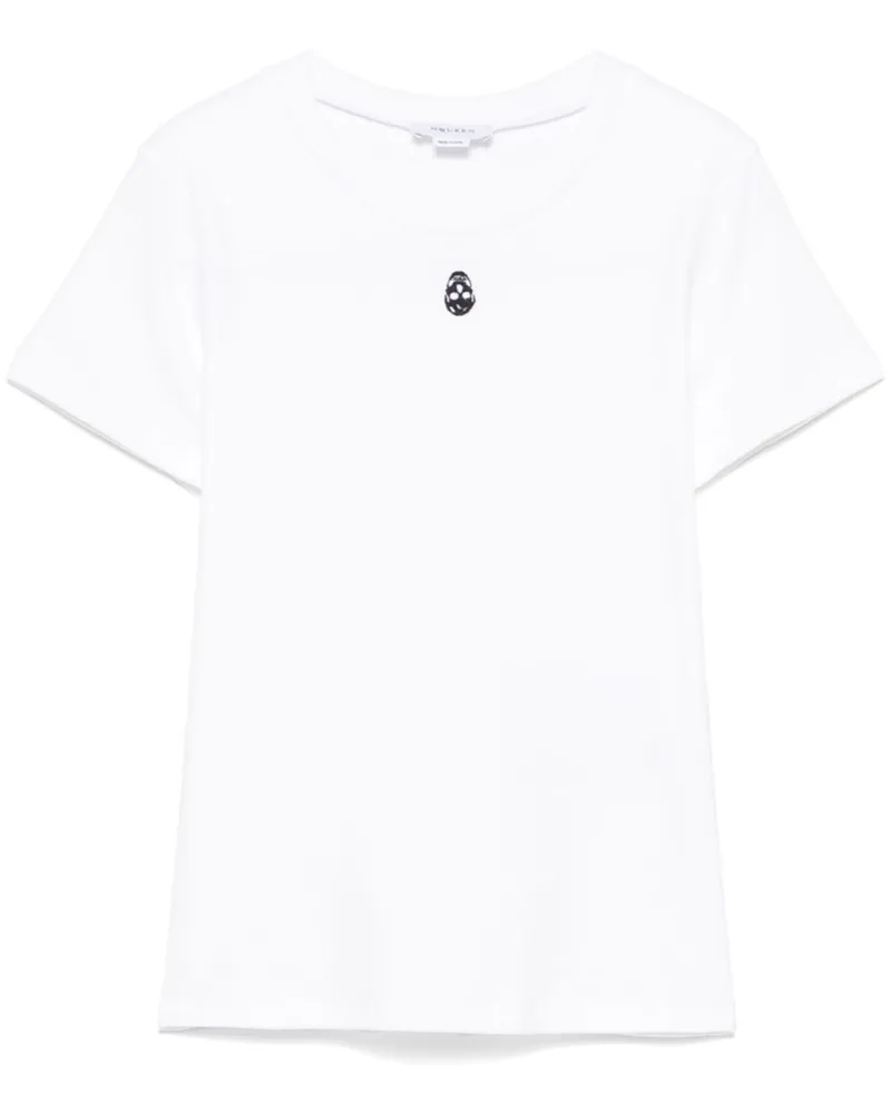 Alexander McQueen Alexander MC Königin Schädel Baumwoll -T -Shirt White