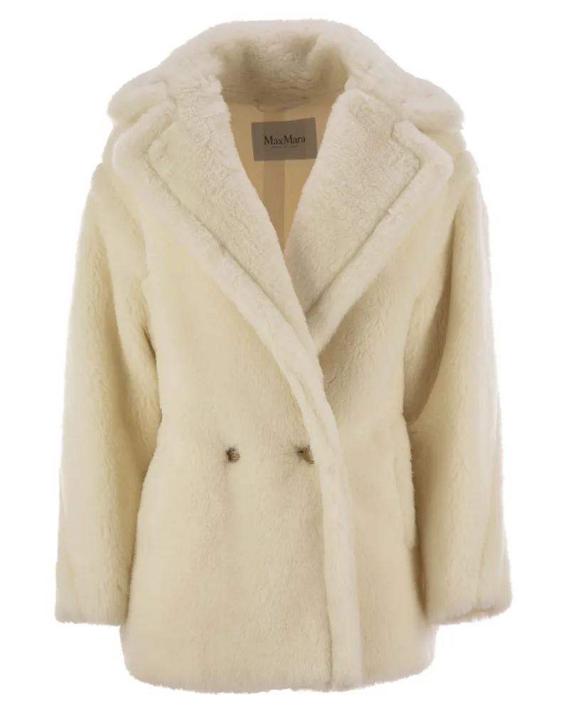 Max Mara Olga Teddy Bear Icon Mantel kurz in Alpaka und Wolle White