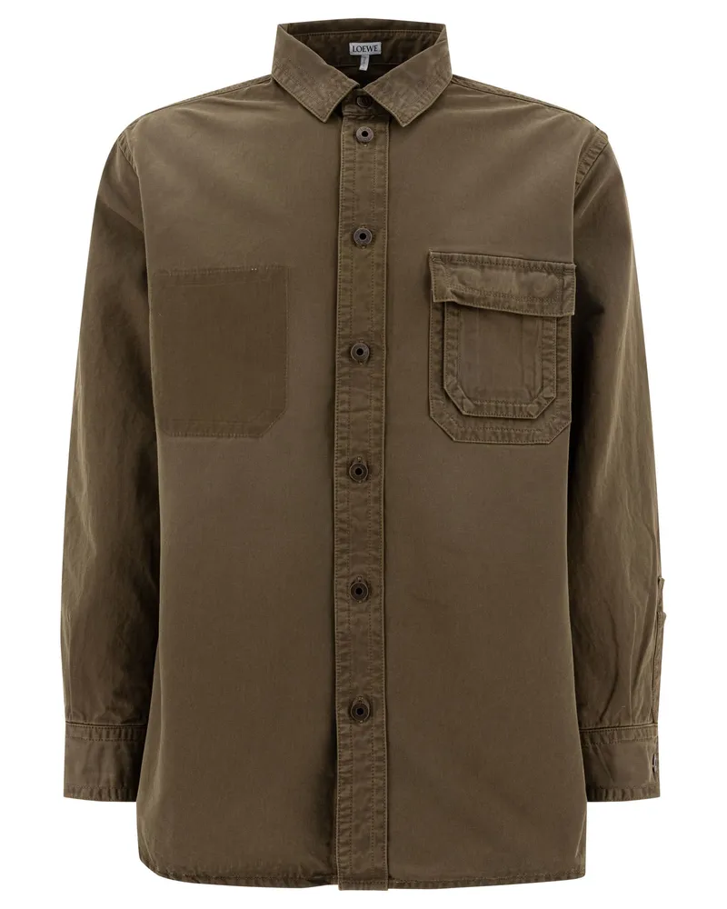 Loewe Overshirt-Jacke aus Baumwolle Green
